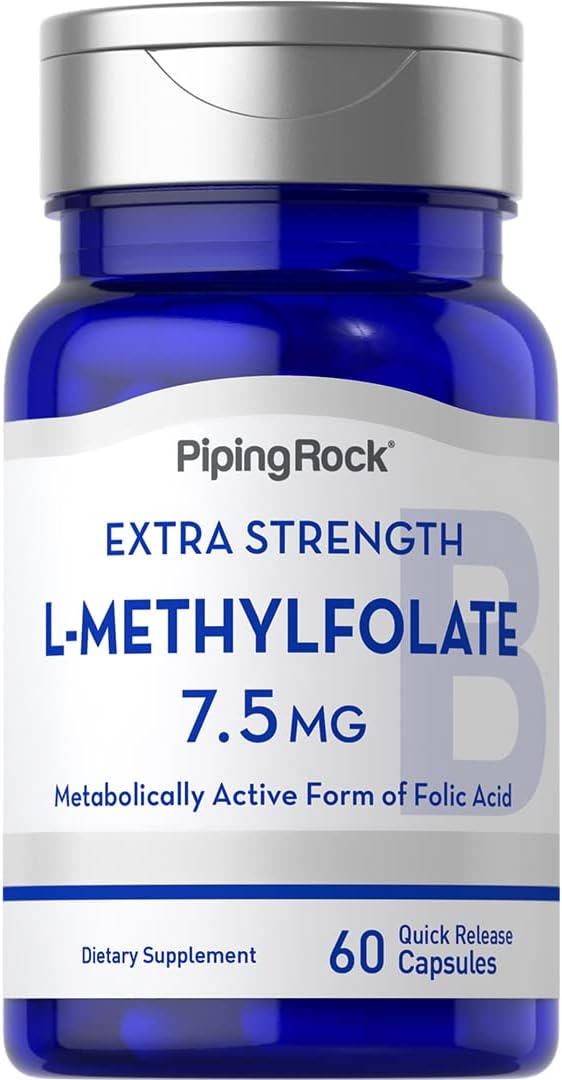 Piping Rock L-Methylfolate 7.5 mg | 60 Capsules | Extra Strength Supplement