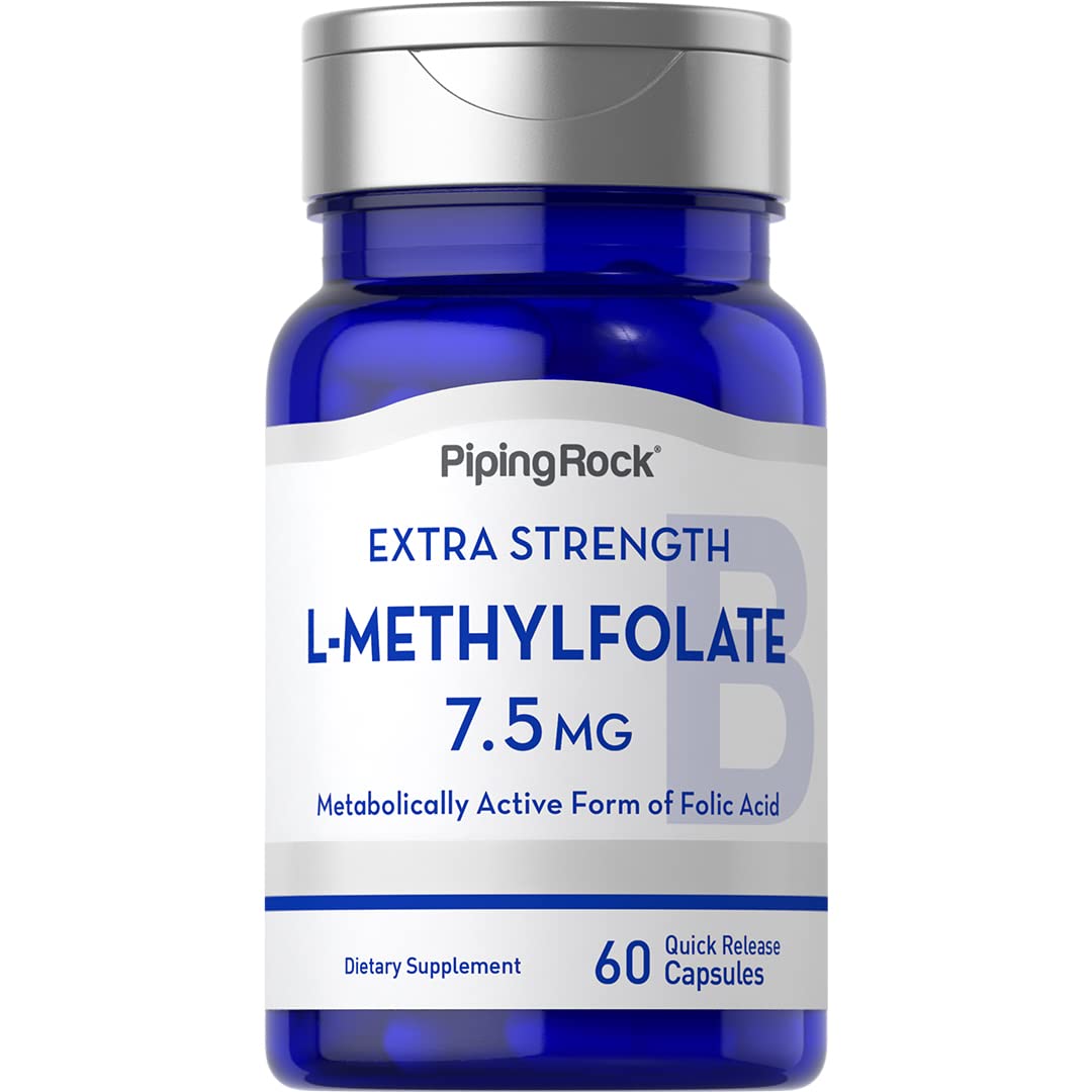 Piping Rock L-Methylfolate 7.5 mg | 60 Capsules | Extra Strength Supplement