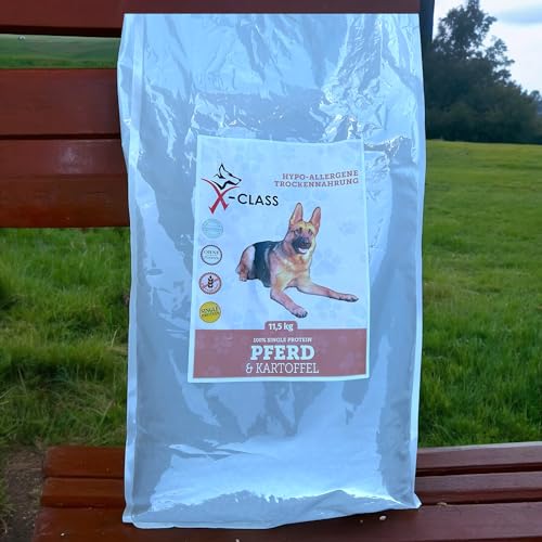 Pferd mit Kartoffel, Hypoallergenes Singleprotein Trockenfutter für Hunde, getreidefrei, für allergische und ernährungssensible Hunde, 11,5 kg