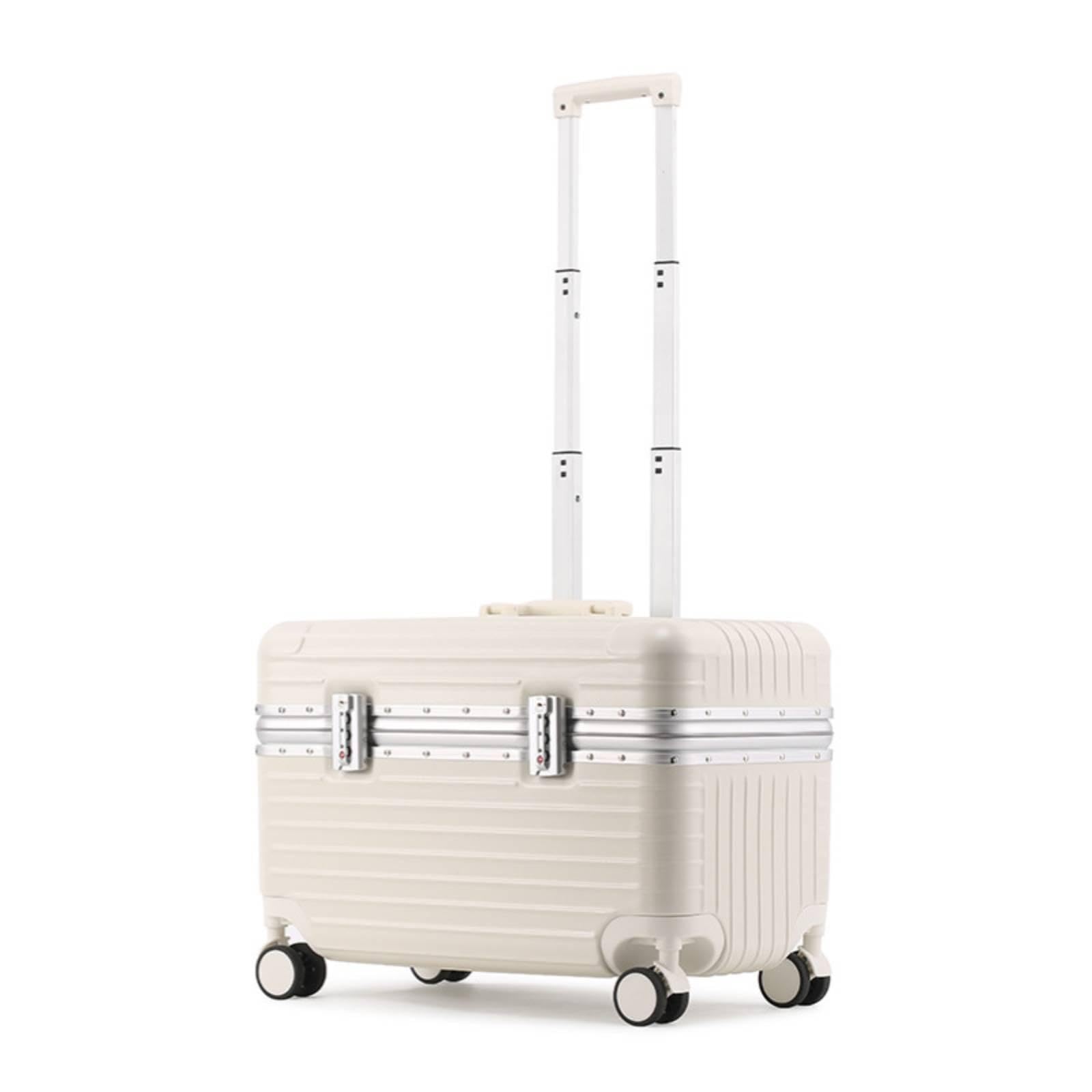 Hard case Suitcase with Combination Locking Top Locking-Opening Suitcase with Telescopic Handle Rigid Trolley for Passengers, Commuters, Business Travel White 18 Inch-picture-30