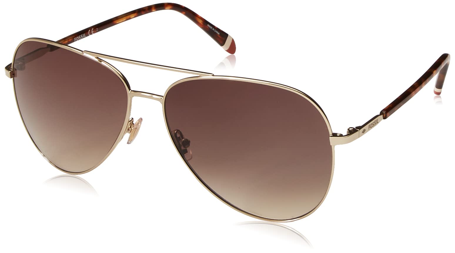 Fossil Unisex Sunglass Style FOS 3074/S Aviator, Light Gold, 61mm, 14mm