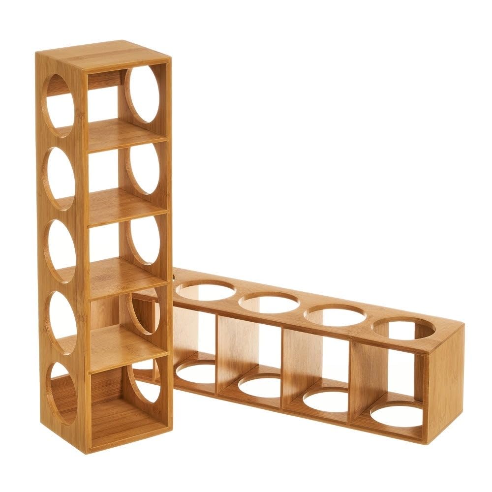LOLAhome Botellero de bambú natural apilable para 5 botellas de vino 53x13x13 cm