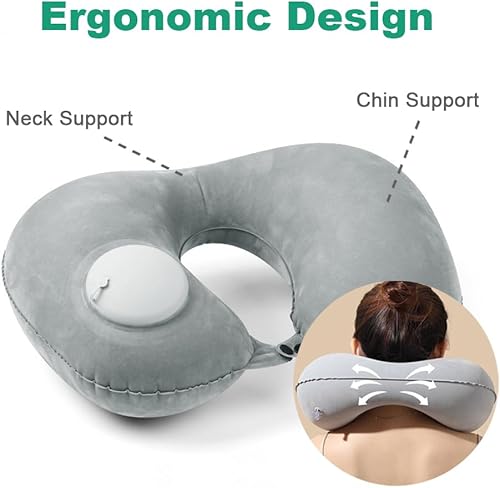 Miniatura 3 de JYWYBF Almohada inflable de viaje, almohada de aire para el cuello de viaje sin golpes, almohadas de viaje portátiles para aviones, soporta