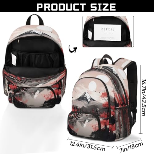 Japanses Fuji Moutain Cherry Blossom School Backpack for Boys Girls Women Men Lightweight Laptop Casual Daypack Rucksack Backpacks Book Bag2
