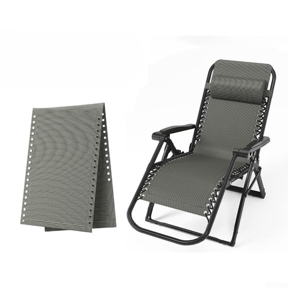 Schwerelosigkeitsstuhl Ersatzbezug 160x48 cm mit Seilen, Wetterfester Liegenstoff für Garten Camping Strand, Reparaturset inkl. Lange und Kurze Schnüre, Blau Grau Schwarz Beige(Gray)