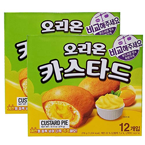 Orion Korean Custard Cream Cake Snack, 12 Individually Wrapped (2 Pack, Total of 19.46oz)