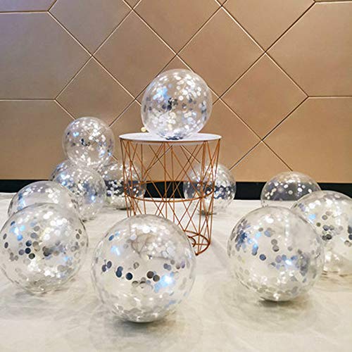 Image of Party Balloons 12inch 50 Pcs Latex Confetti Balloons Birthday Balloons Party Decoration Wedding Baby Shower Christmas Party-Confetti Silver