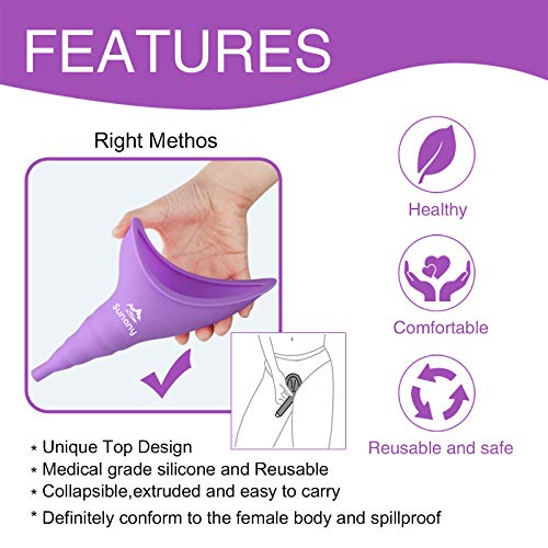 Image of Female Urinal, Reusable Silicone Foolproof Women Pee Funnel Allows Women to Pee Standing Up,Women's Urinal is The Perfect Companion for Indoor Use