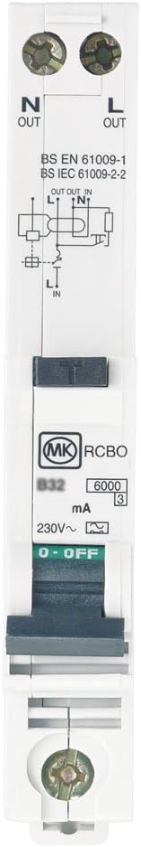 MK Sentry 6938S Single Module RCBO, 45A, 30Ma