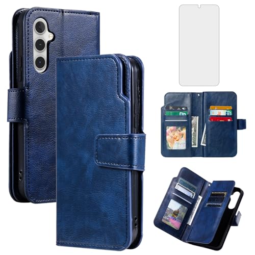 Coque Samsung S24 5G Asuwish avec protège-écran verre trempé et étui portefeuille à rabat