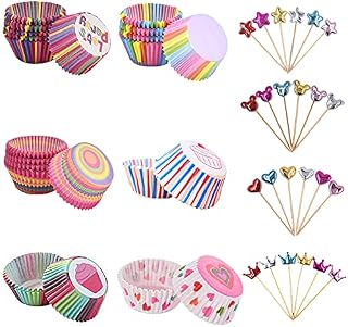 SIEBOLD 620 Pcs Rainbow Cupcake Baking Cases,Small Cupcake Cases for Baking, Baking Muffin Rainbow Baking Cups 6 Styles Cupcake Liners for Wedding Birthday Party Thanksgiving Dessert Wedding