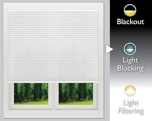 Miniatura 7 de Redi Shade No Tools Easy Lift Trim-at-Home Persiana de tela plisada sin cordón que bloquea la luz, blanca, 48 x 64 pulgadas, (se adapta a ventanas