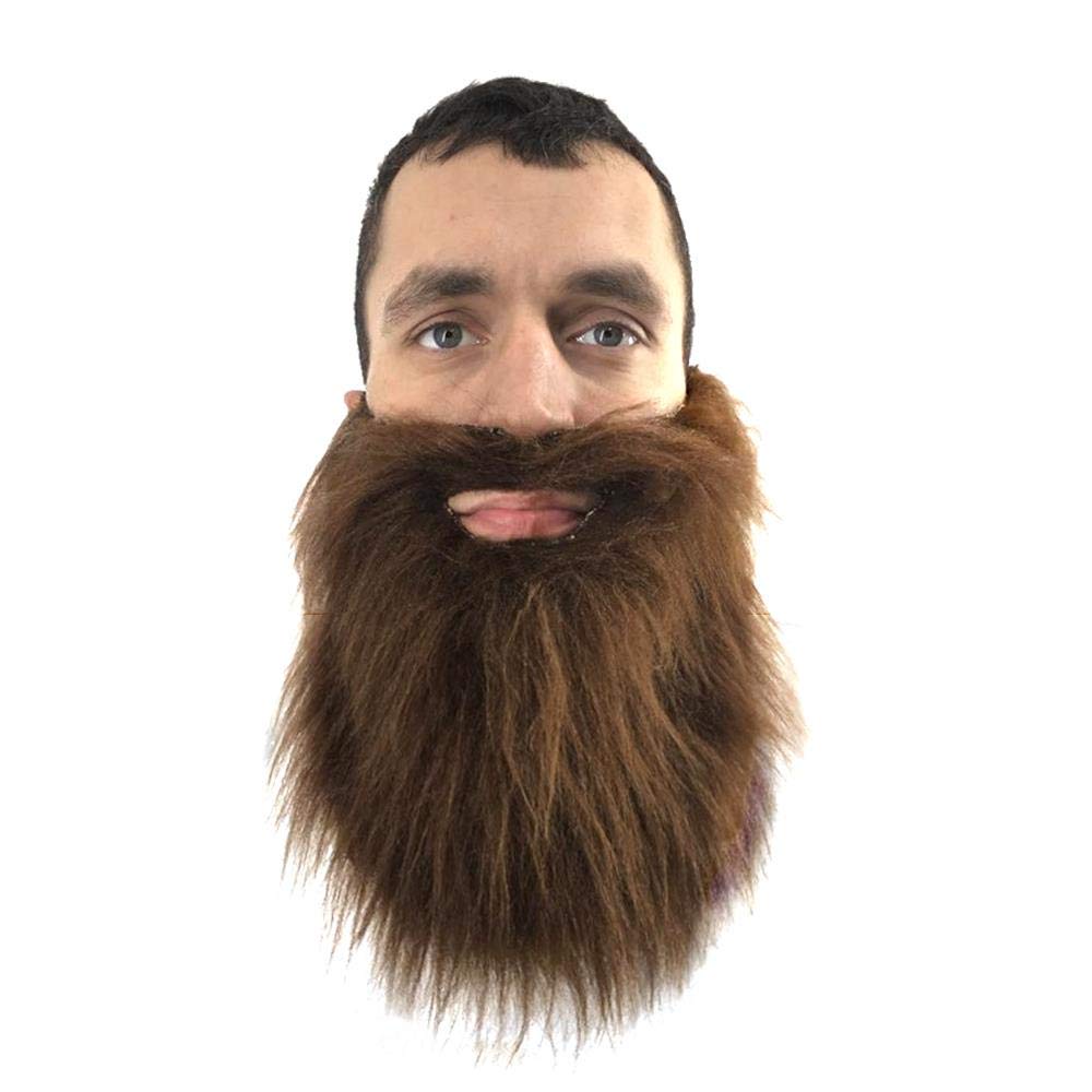Adults 8" Length Faux Fur Pirate Gnome Dwarf Beard Facial Hair Fancy Dress Costume Accessory [Brown Beard Only] — image 1