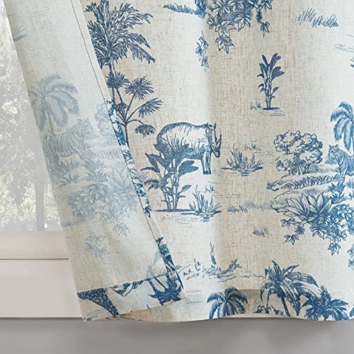 Lazzzy TPDYMZYWRP-5020C02 Kitchen Tie Up Valance Curtain Linen Farmhouse Toile Print Valance For Rv Camper Bathroom Country Valances Window Treatments Small Cafe Curtian 20 Inch Rod Pocket 1 Panel Blue thumb #5