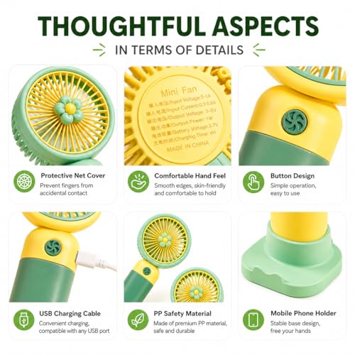 Image of VATSAL ENTEPRISE Portable Rechargeable Mini Handheld Fan Personal Cooling Fan with 3 Speed Modes Silent Operation Pocket Fan for Travel Office Makeup Kitchen & Outdoor Use [1 2 3 4 5]