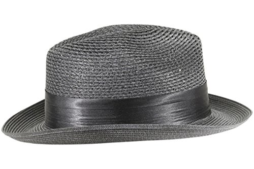 Stacy Adams Polybraid Pinch Front Fedora With Silk Band Black Xl #TOP4