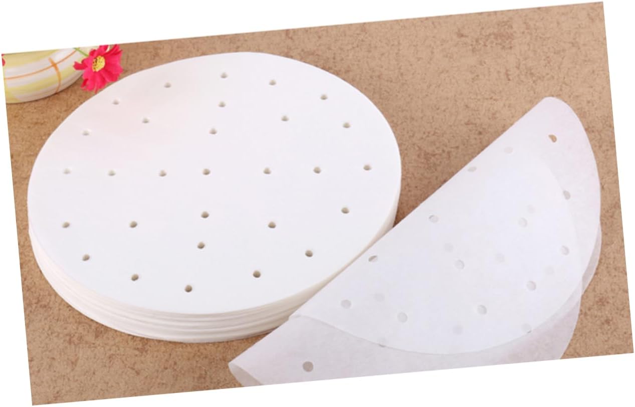 100Pcs Round Perforated Parchment Paper Liners Steamer for Air Fryer Vegetable Steamer Non Stick for Dumplings Dim Sum Easy Cleanup