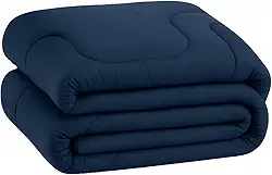 Edredom Dupla Face Liso Micropercal 400 Fios - Super Macio - Alta Durabilidade (Azul Marinho, Solteiro)