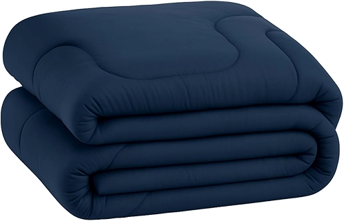 Edredom Dupla Face Liso Micropercal 400 Fios - Super Macio - Alta Durabilidade (Azul Marinho, Casal)