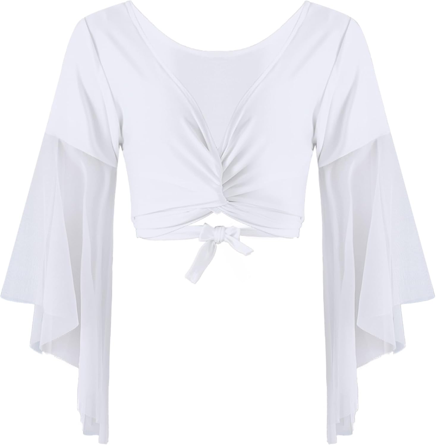SamHeng Buikdans-top voor dames, glanzende munten, lange mouwen, crop