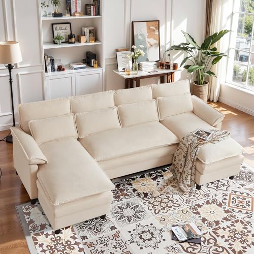 Comfy Cloud U‑Shaped Sectional Sofa with Chaise