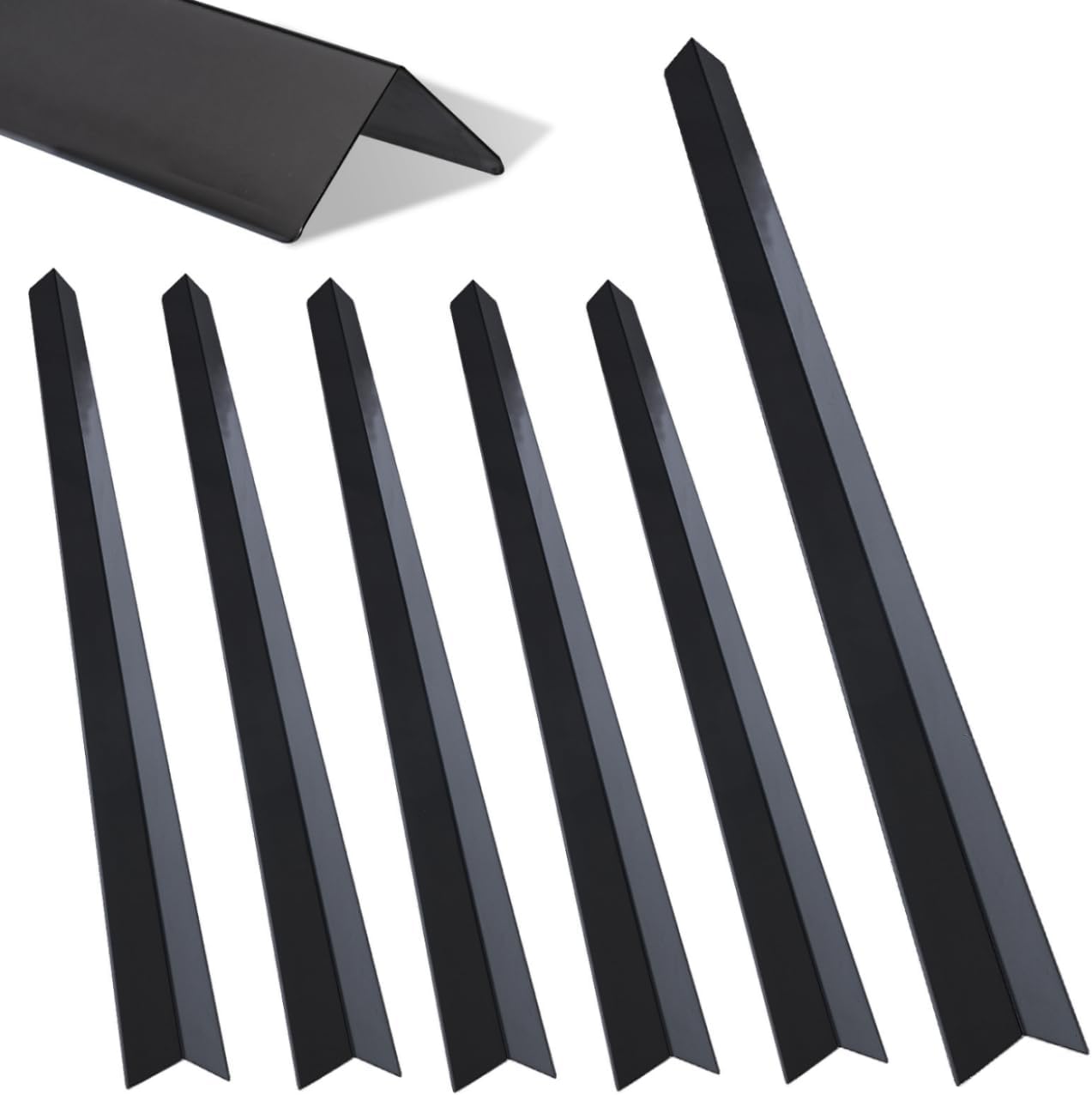 6-Piece Set, Extra Thick (1mm) Stainless Steel 90° Wall Corner Guards, 2×2×48 Inches, for Wall Corner Protection & Decoration. (6, Bright Titanium Black)