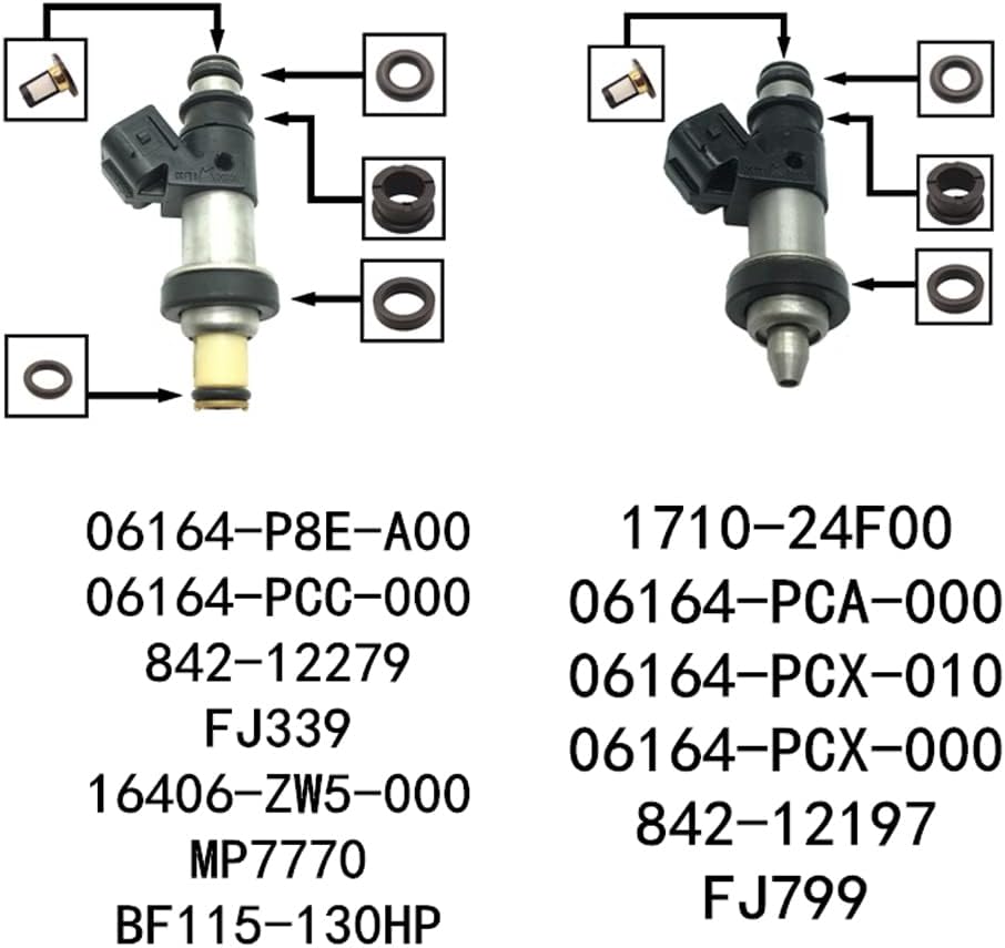 (6Set) Fuel Injector Repair Kit Filters Seals O-Rings for Honda CRV CR-V 99-01 2.0L Acura TL CL 3.2L MDX 3.5 FJ490 Suzuki GSXR 600 750 Hayabusa GSX1300 15710-24F00 06164-P8E-A00 06164-PCA-000