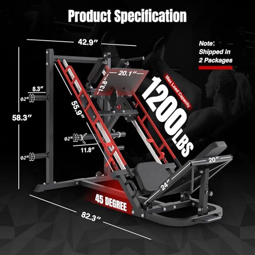 Dripex Leg Press Machine, Leg Press Machines for Home Gym, Professional Leg Press Hack Squat Machine Combo with 4 Weight Plate Storage Holders for Full Lower Body Workout