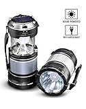 AGARE Ultra Bright Portable Outdoor LED Camping Lantern Solar Lamp Handheld Flashlights Collapsible，Multi Purpose - for Hiking,Camping, Emergencies, Hurricanes, Outages, Storms(Black,Collapsible)