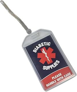 The Oxygen Store Diabetic Supplies Medical Luggage Tag | Handle with Care | Carry On Exemption | Reminds Airlines of ACAA and DOT Rules of Medical Equipment |Attach to Bag