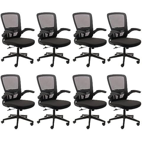 KLASIKA Ergonomic Office Desk Chair, High Back Adjustable Height Executive Chair with Lumbar Support, Rolling Swivel Mesh Computer Chair with Flip-up Arms for Home Living Room, Bed Room (Black), 8 PK Cover