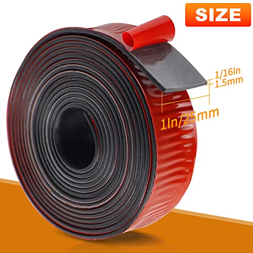 Vefhby Gummistreifen Selbstklebend Gummimatte 25mm(B) x 1.5mm(D) x 6m(L) Neopren Gummimatten Gummiplatte Vollgummi Gummiprofil für Dichtungen Abdeckung DIY Anti-Vibration Anti-Rutsch