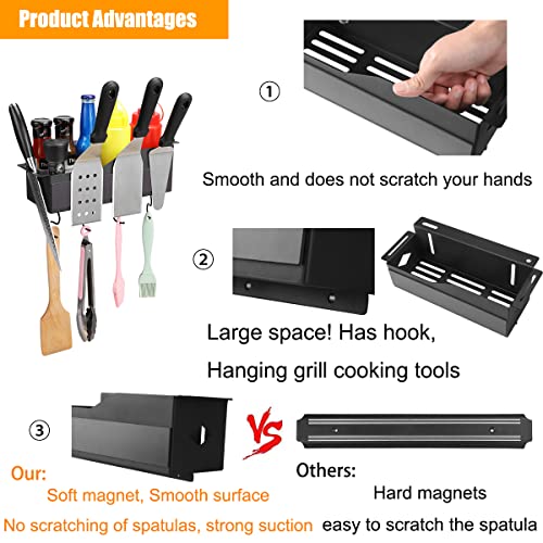Adokeita Griddle Caddy For Blackstone 28"/36" Griddles, Blackstone Griddle Accessories Caddy With Magnetic, Stainless Steel Grill Organizer Easy Install Save Space, Griddle Accessories, Black #TOP5