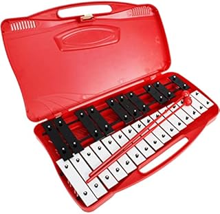A-Star 25 Note Chromatic Glockenspiel 2 Octaves G5-G7 in Solid Case with Beaters - Red