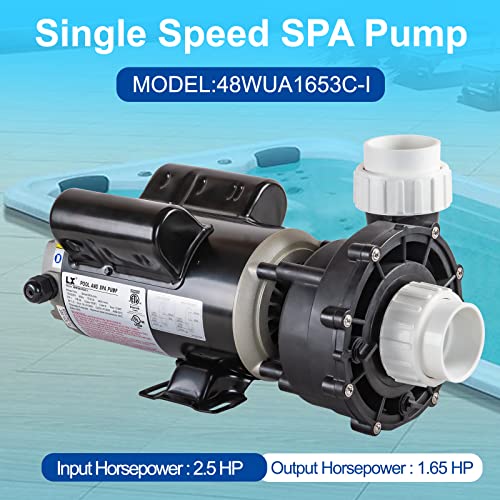 Image of Single Speed Hot Tub SPA Pumps - LX SPA Pump Motor 2.5HP, (115V or 230V) /60HZ, 2 inch Port, 48 Frame High Performance SPA Pump - (Model: 48WUA1653C-I)