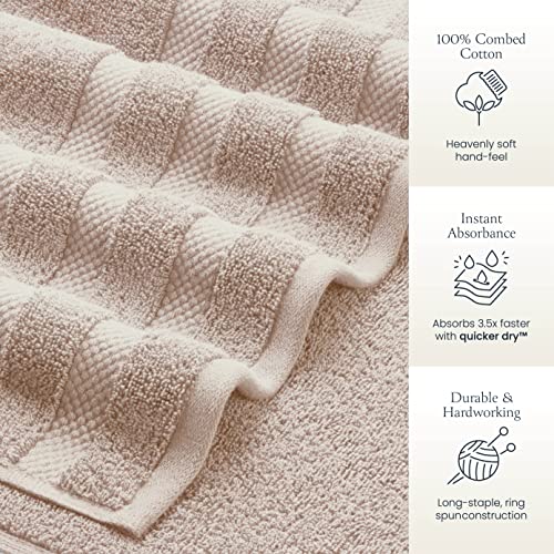 8-Piece Luxury Bath Towels Set - 100% Combed Cotton Bath Towel Sets, Heavenly-Soft & Absorbent Bathroom Towels | 2 Bath Towels | 2 Hand Towels | 4 Washcloths | Long-Staple Ring-Spun, Oeko-Tex Towels #TOP3