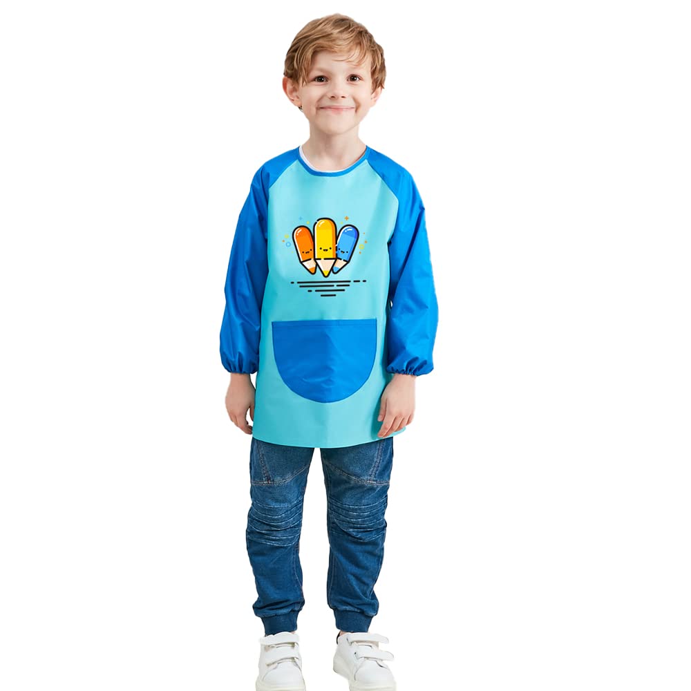 Grembiule Impermeabile Per Bambini 5-11 Anni – Maniche Lunghe Con Tasca, Per Pittura E Cucina