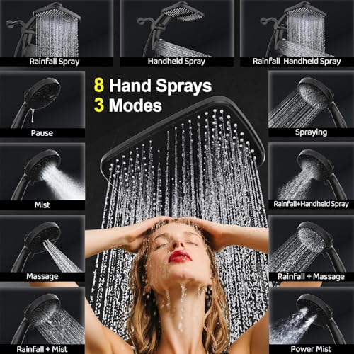Image of 12-Inch High Pressure Rain Shower Head with Handheld Spray Combo, Magnetic