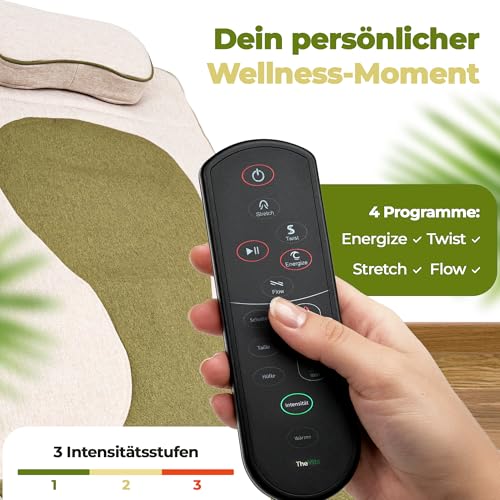 VitaStretch - Elektrische AirStretch Massagematte aus Leinen | 4 Programme für Rücken, Schulter, Hüfte | Wärmefunktion, Timer
