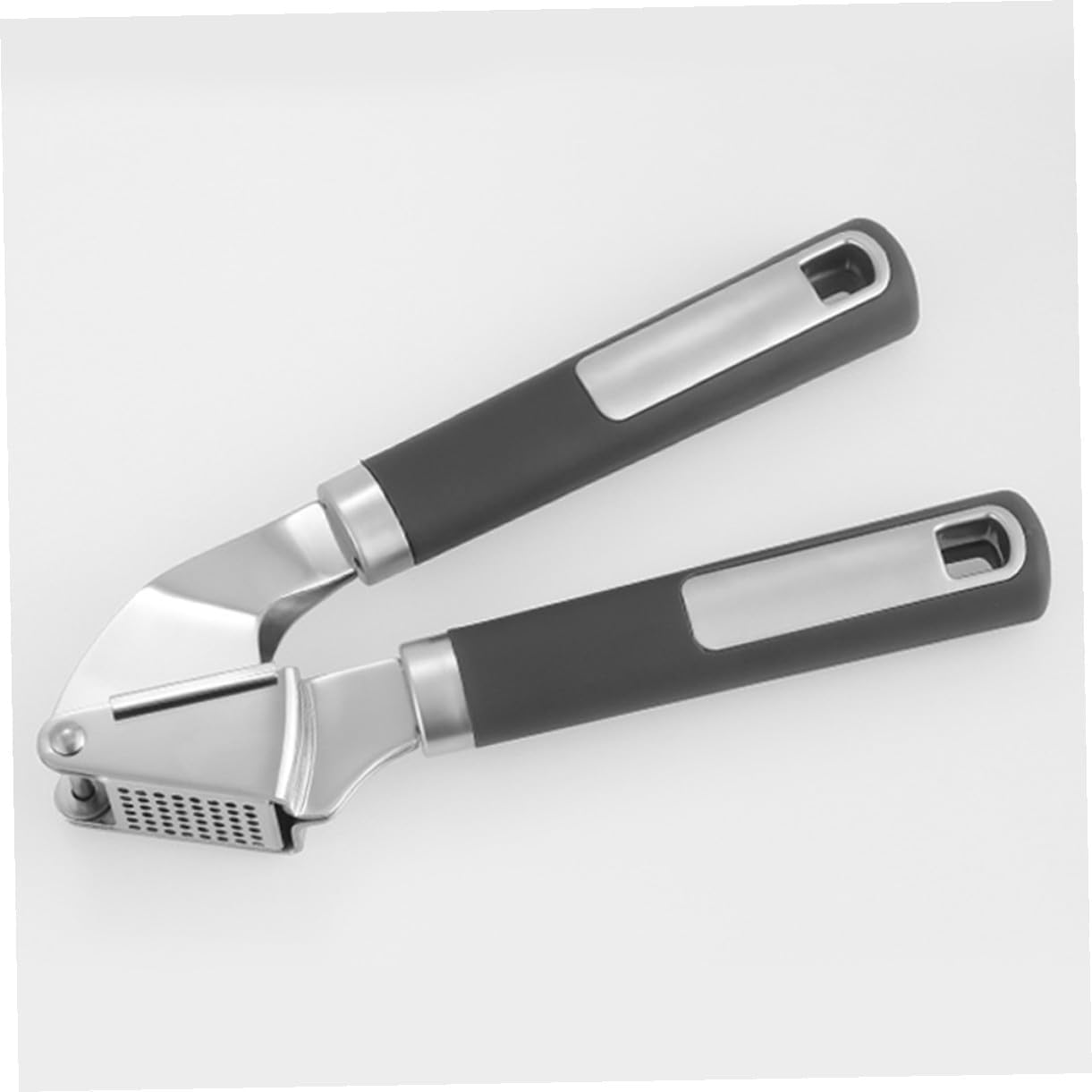 MAGICLULU Manual Stainless Steel Garlic Press Sturdy Garlic Mincer Tool with Ergonomic Handle for Home Kitchen Use and Peeler Accessory