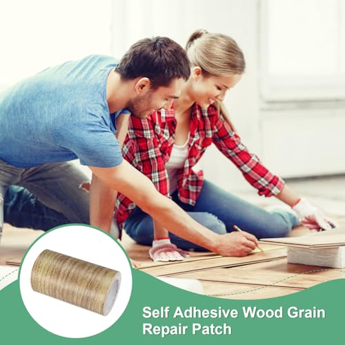 Image of M METERXITY 1-Roll Wood Grain Repair Tape, 4 Inch x 15ft Self-Adhesive Wood Floor Tape, Realistic Textured Repair Patch, Contact Paper for Furniture /Floors /Home Decor [Brown]