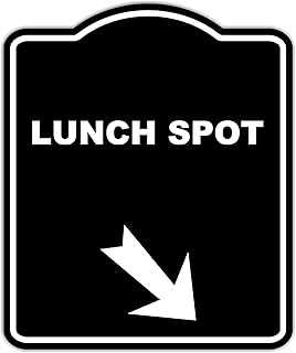 LUNCH SPOT Black Sign Arrow Down Right Aluminum Composite Sign 8.5 x 10 inches