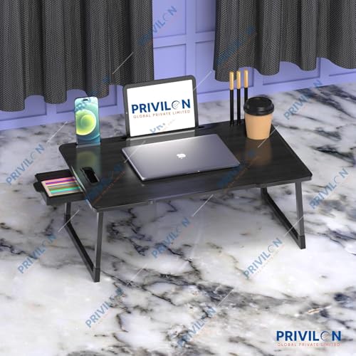 Image of Multi-Purpose Laptop Table, Study Table| Bed Table| Adjustable Height, Portable for Office, Work Form Home | DIY Table, Easy to Assemble, Engineered (ADJ Black) (black simple)