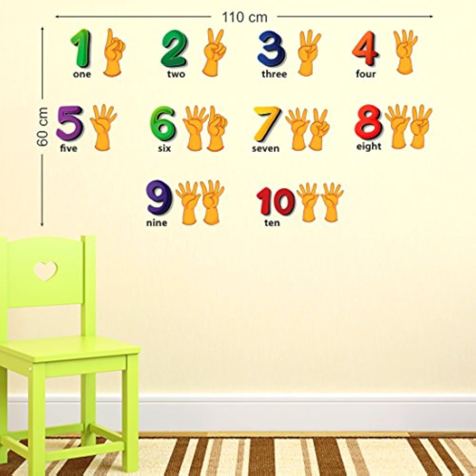 Numbers Wall Sticker, Multicolor