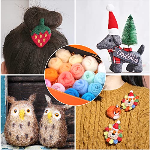 54 Colors Fiber Wool Yarn, Fiber Wool Yarn Roving, Spinning Wool Roving For Needle Felting, Diy Hand Spinning, Needle Felting Wool Craft, 3G/Color (Light Color） #TOP6