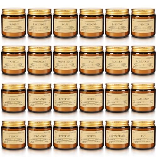 Image of 24-Pack 3.05oz Scented Candle Gift Sets - 12 scents Jars Natural Soy Wax for Women, Home Decoration and Elegant Occasions