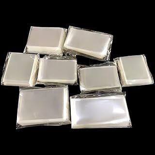 GSHLLO 800 Pcs 8 Sizes Stamp Protection Bags Clear Stamp Storage Pocket Sleeves Transparent Card Protective Pouches Stamp Collecting Organizing Supplies for Collection