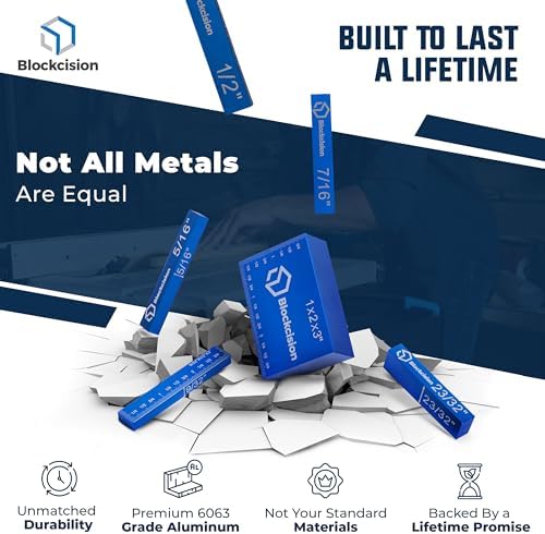 Blockcision Setup Blocks Woodworking Tools - 16 PCS Height Gauge Block Set with Precision Ruler-Marked Bars, Table Saw Accessories (Blue, 16 Pieces + Accessories)