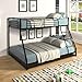 Bunk Beds Twin Over Full, Heavy Duty Metal Bed Frame with Safety Rail and Ladder for Dormitory Bedroom Boys Girls Adults,No Box Spring Needed,Black (Black)