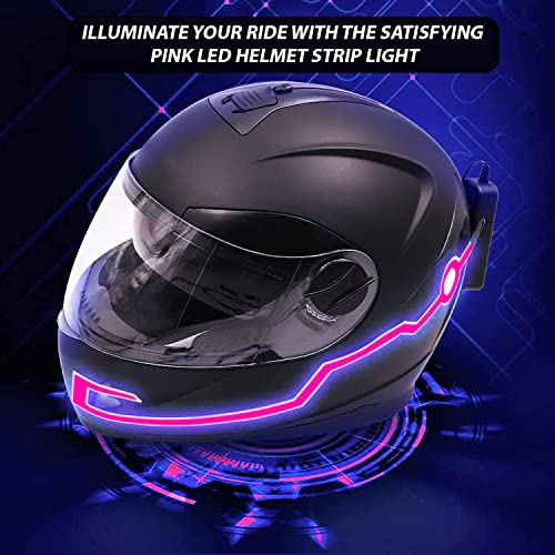Image of AllExtreme EXTPZ2P EL LED Helmet Light Strip with 3 Modes Flashing Night Bike Motorcycle Riding Signal Sticker (Pink)